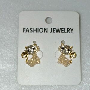 Rhinstone kitty earrings